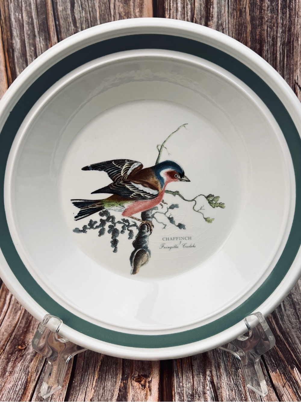 Portmeirion Birds of Britain Chaffinch Rim Soup Bowl Cream Rimmed Vintage 1978
